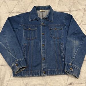 Vintage 70s Denim Jacket MensL Key Imperial Blue Trucker Snap USA Jean Western